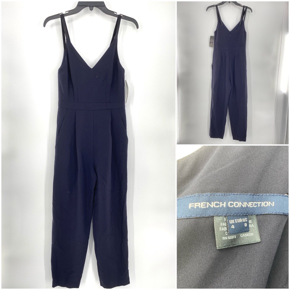 French Connection Pants - French Connection NWT Anana Whisper Jumpsuit One Piece Playsuit Utility Blue New